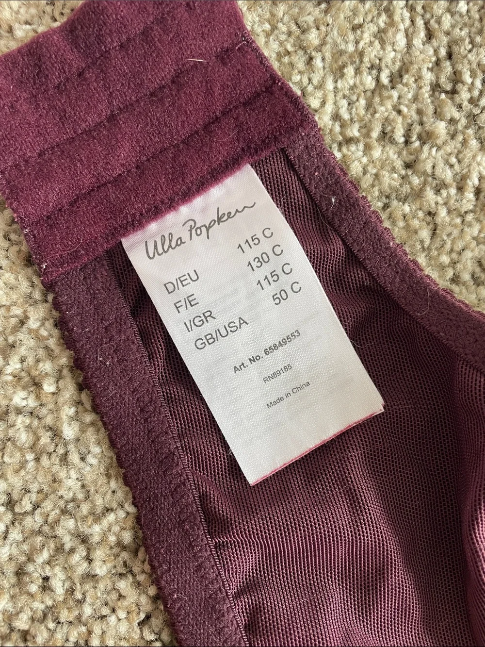Ulla Popken Deep Plum Pinstripe Full-Coverage Wirefree Kelly T-shirt Bra